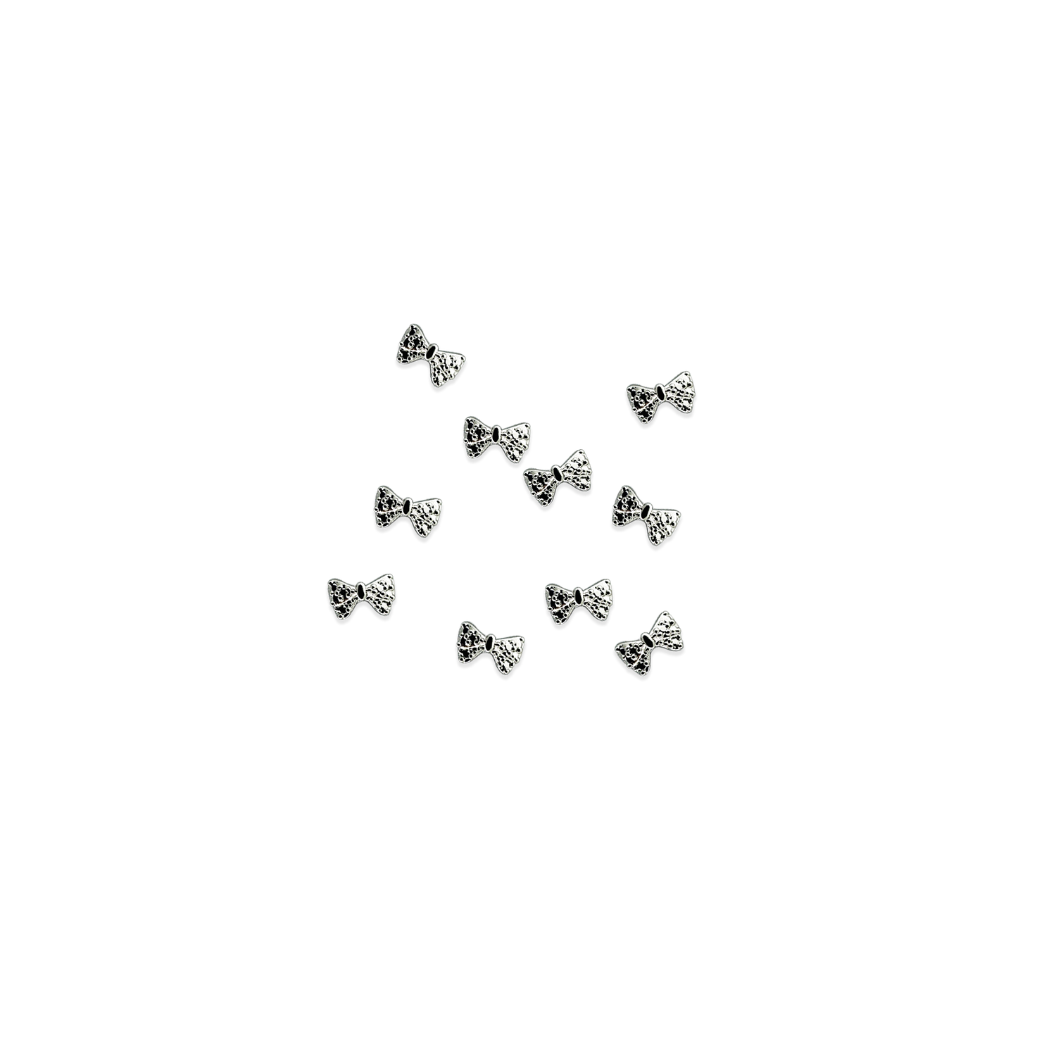 silver textured bow charm
