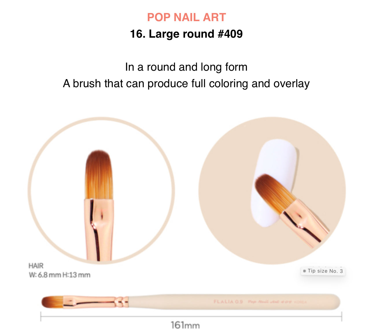 Flalia Large Round nail art brush